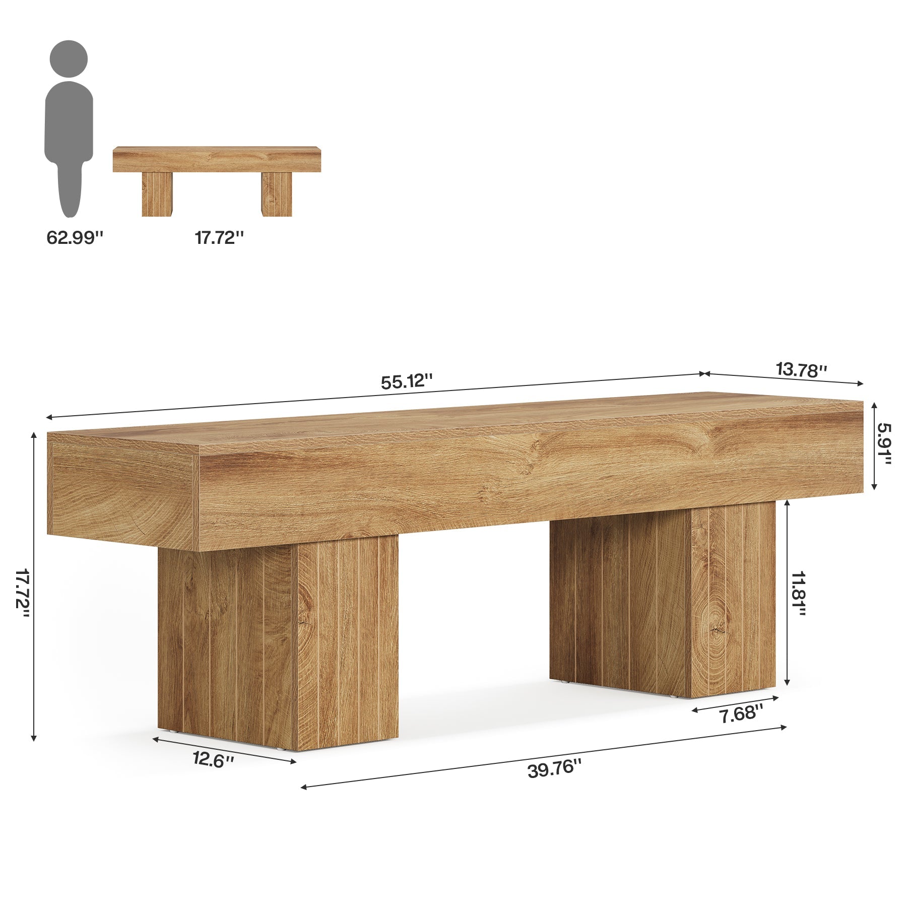 55.1“ TV Stand for 55-Inch TVs with 300 lb Capacity, Farmhouse Media Console for Living Room