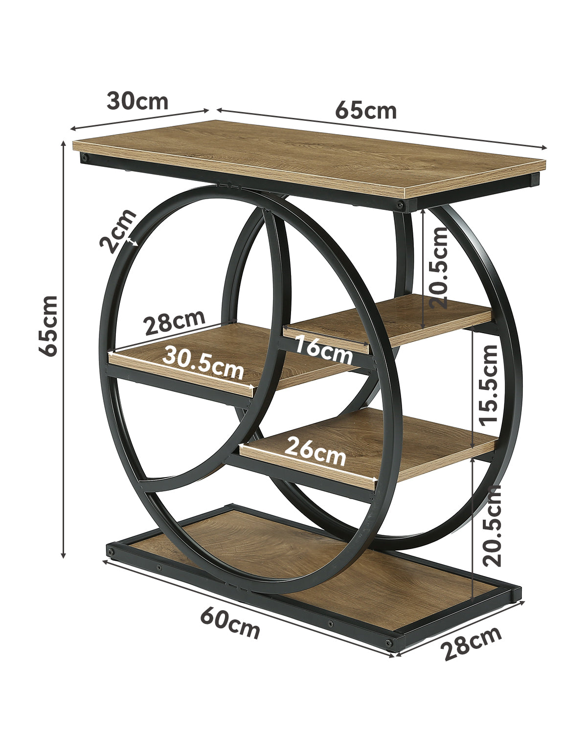 65cm Narrow Side Table, 4-Tier Bedside Table with Storage for Living Room Bedroom
