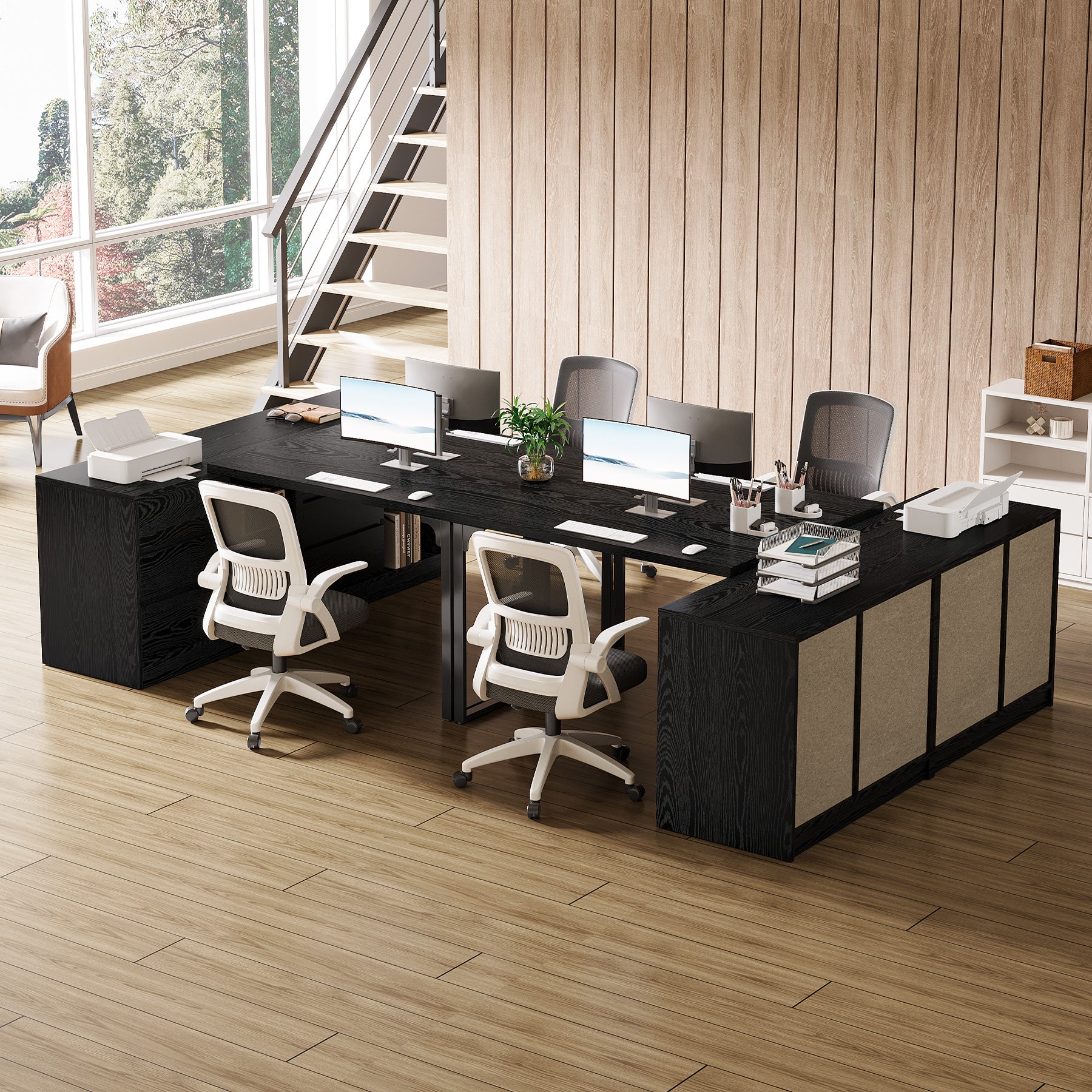 L-Shaped Computer Desk, Reversible Corner Desk With Drawer Cabinet