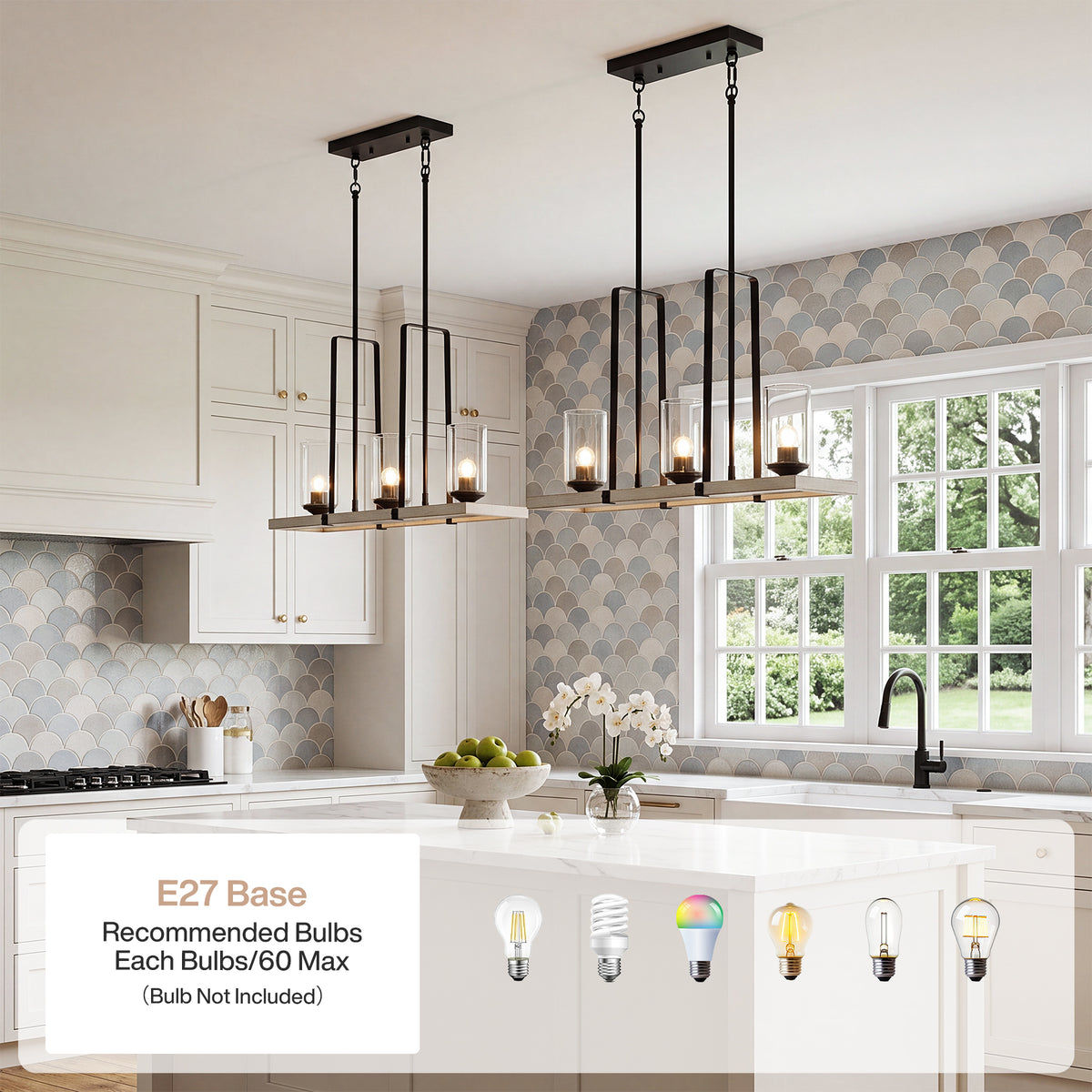 3-Light Black Industrial Pendant Light, Vintage Chandelier