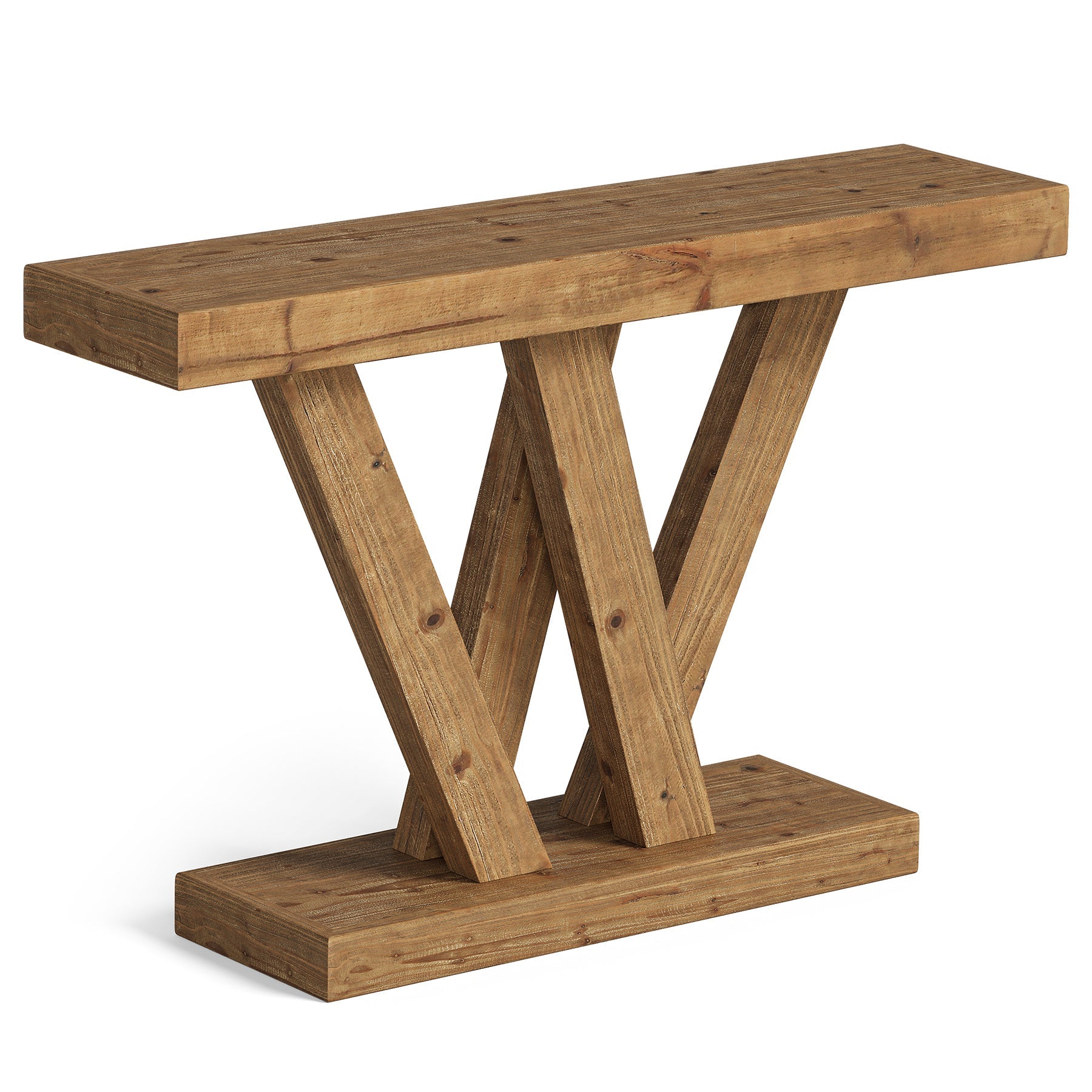 Solid Wood Console Table, 47.2" Farmhouse Sofa Table with Double V-Shape Base