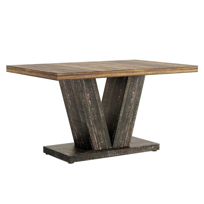 47" Dining Table, Farmhouse Wooden Kitchen Dinner Table with Duty Pedestal