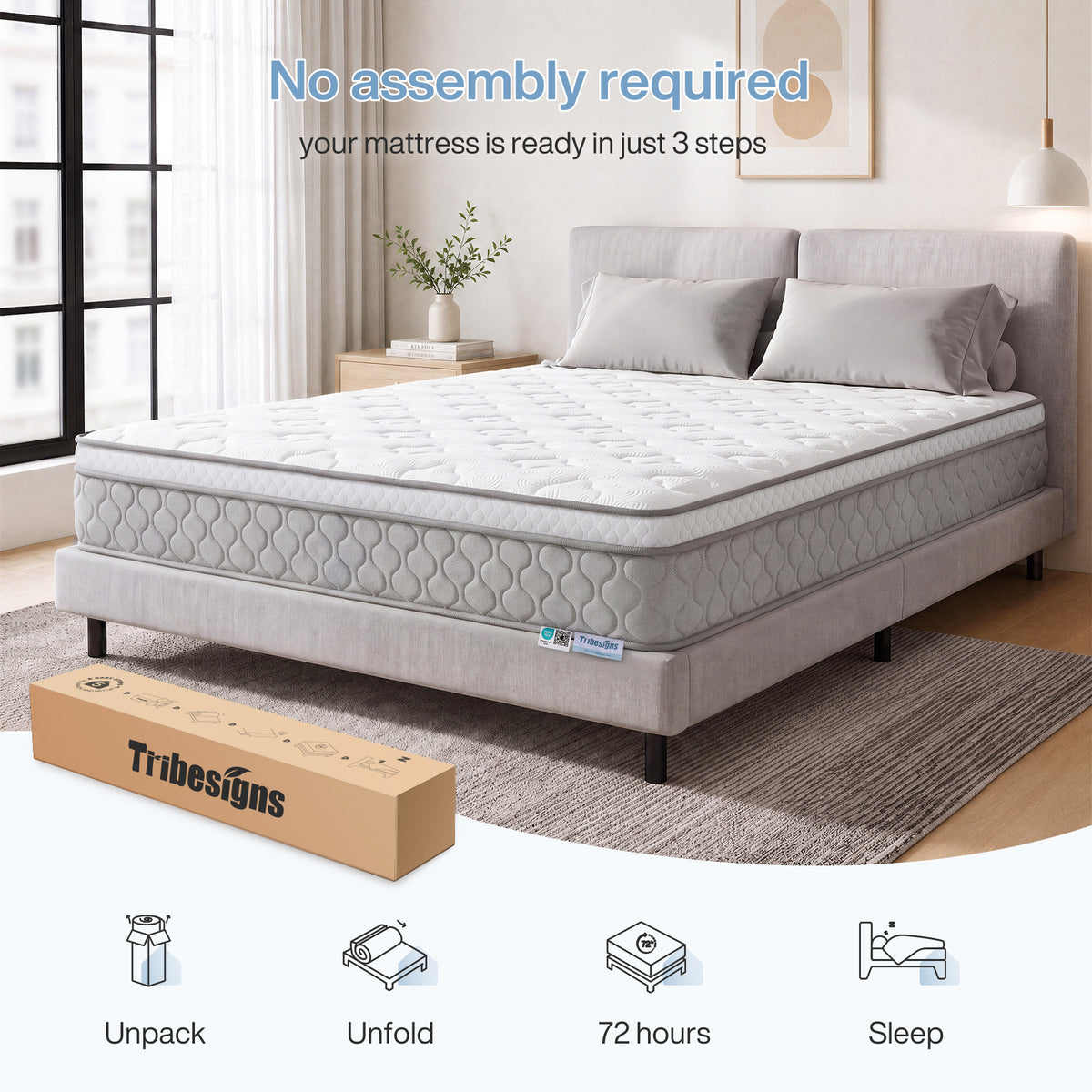 Tribesigns Spring Mattress,Comfortable Supportive Mattress with Durable Coil Core