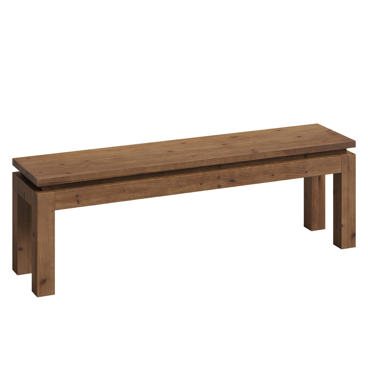 Tribesigns Solid Wood Bench 150 cm, Country-style dining bench with block legs