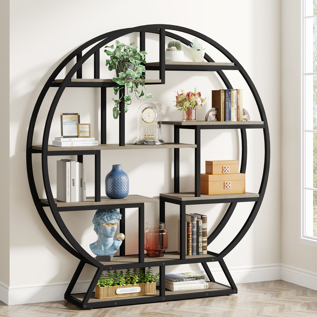 63" Round Plant Stand, Flower Pot Plant Rack with 8 Shelves