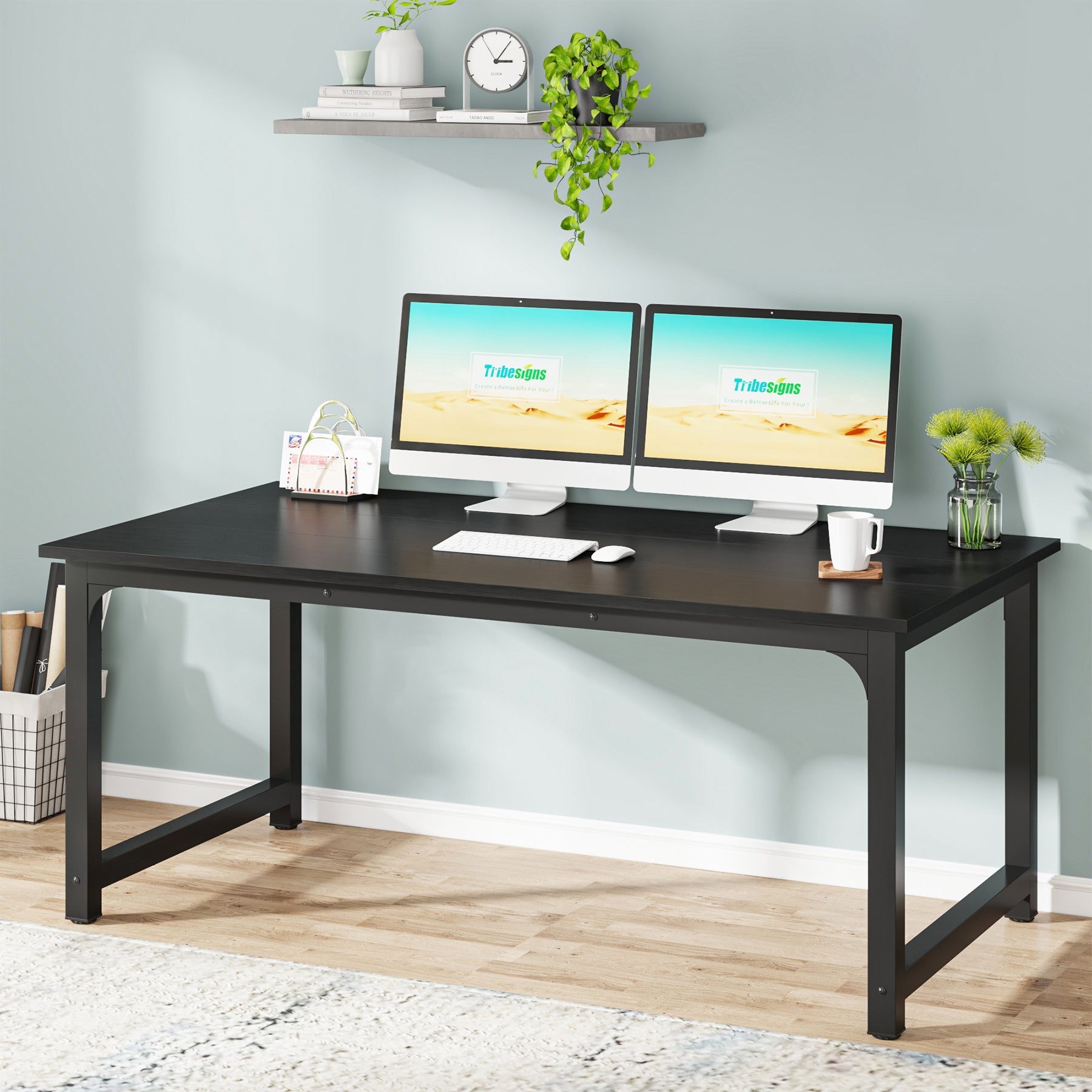 63" Large Office Desk, Industrial Writing Workstation