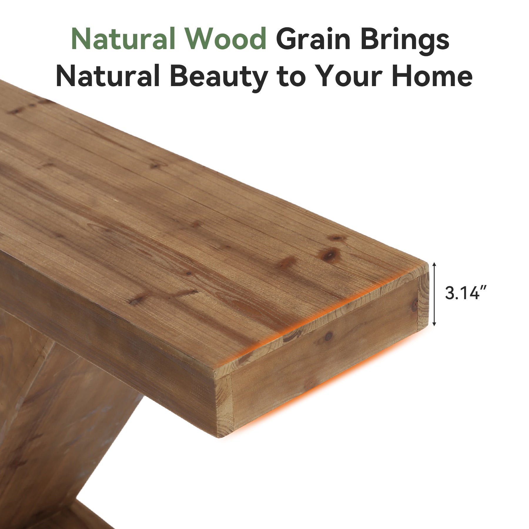 105cm Solid Wood Z-Shape Console Table, Modern Narrow Entryway Sofa Table for Living Room or Hallway
