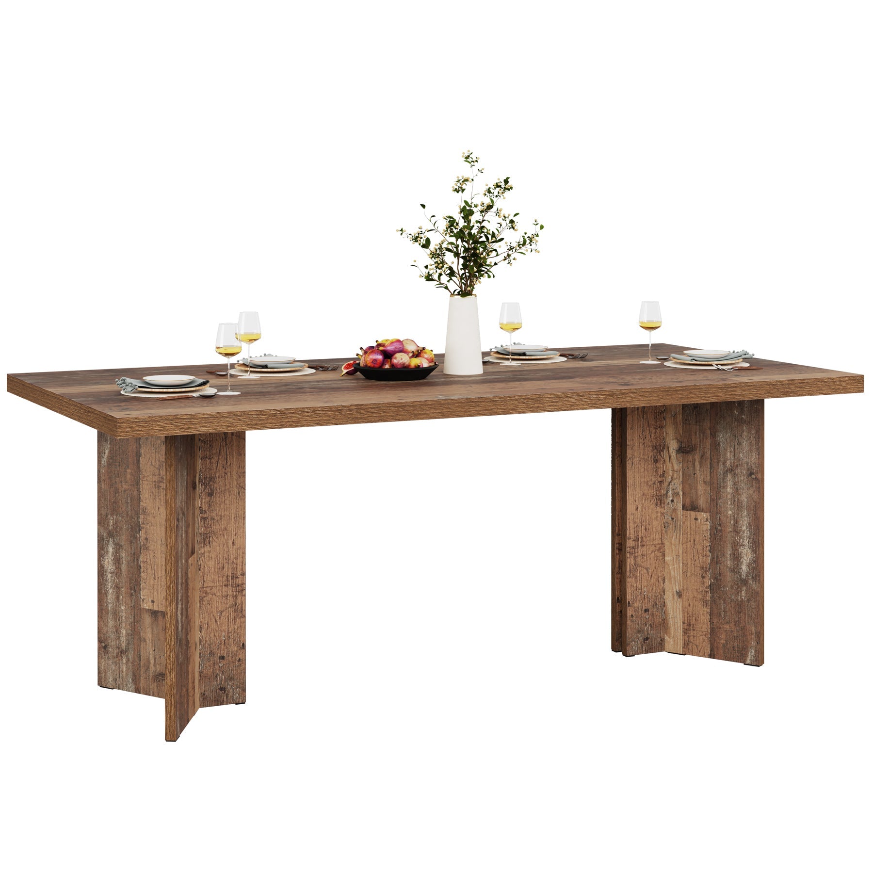 63" Farmhouse Dining Table, Kitchen Table with Large Tabletop for 4-6
