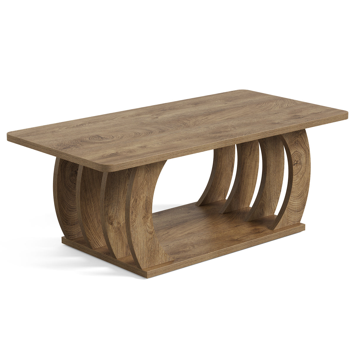 Tribesigns 120cm Farmhouse Coffee Table, 2-Tier Center Table with Storage