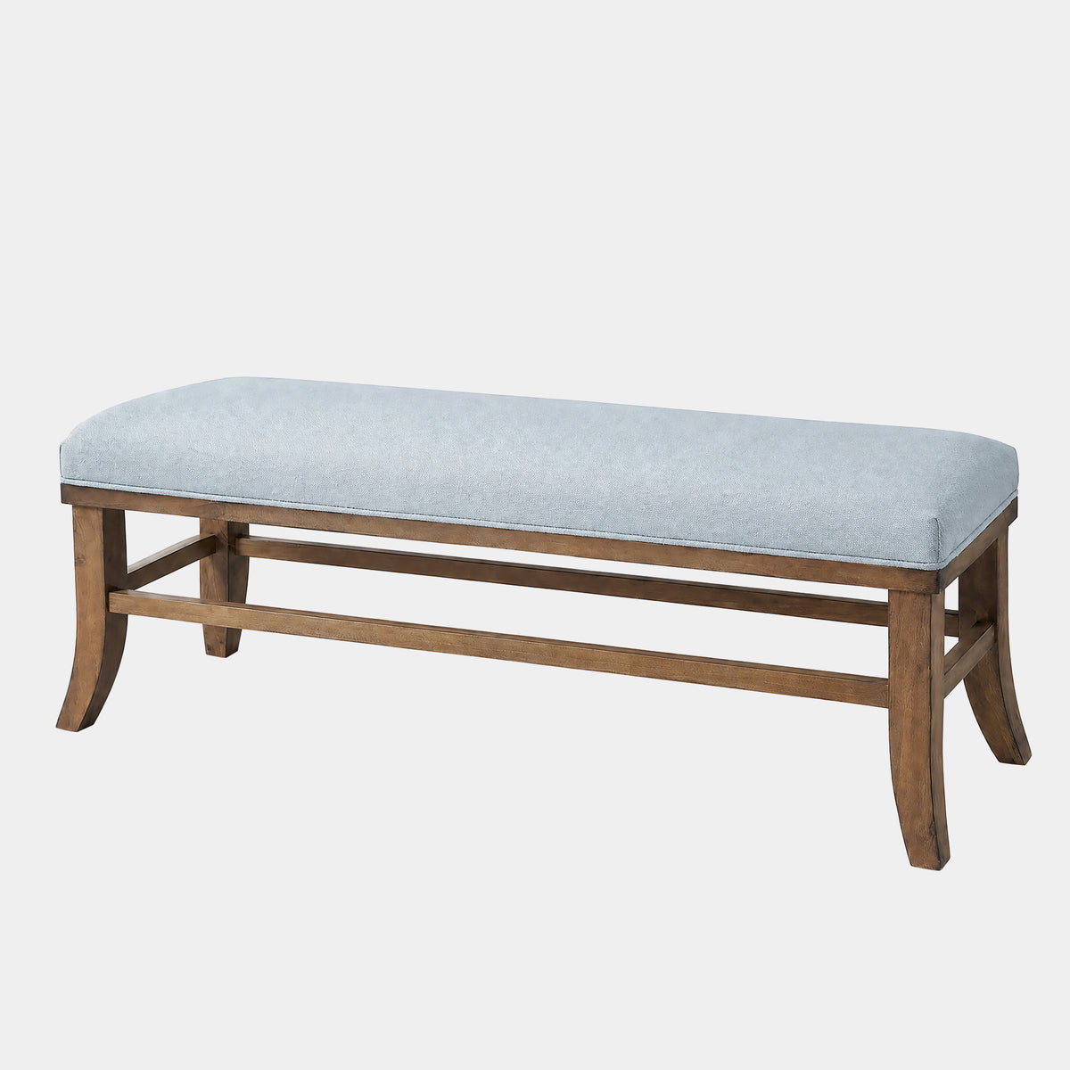 140cm Dining Bench, Upholstered Solid Pine with Linen Cushion for Dining Room