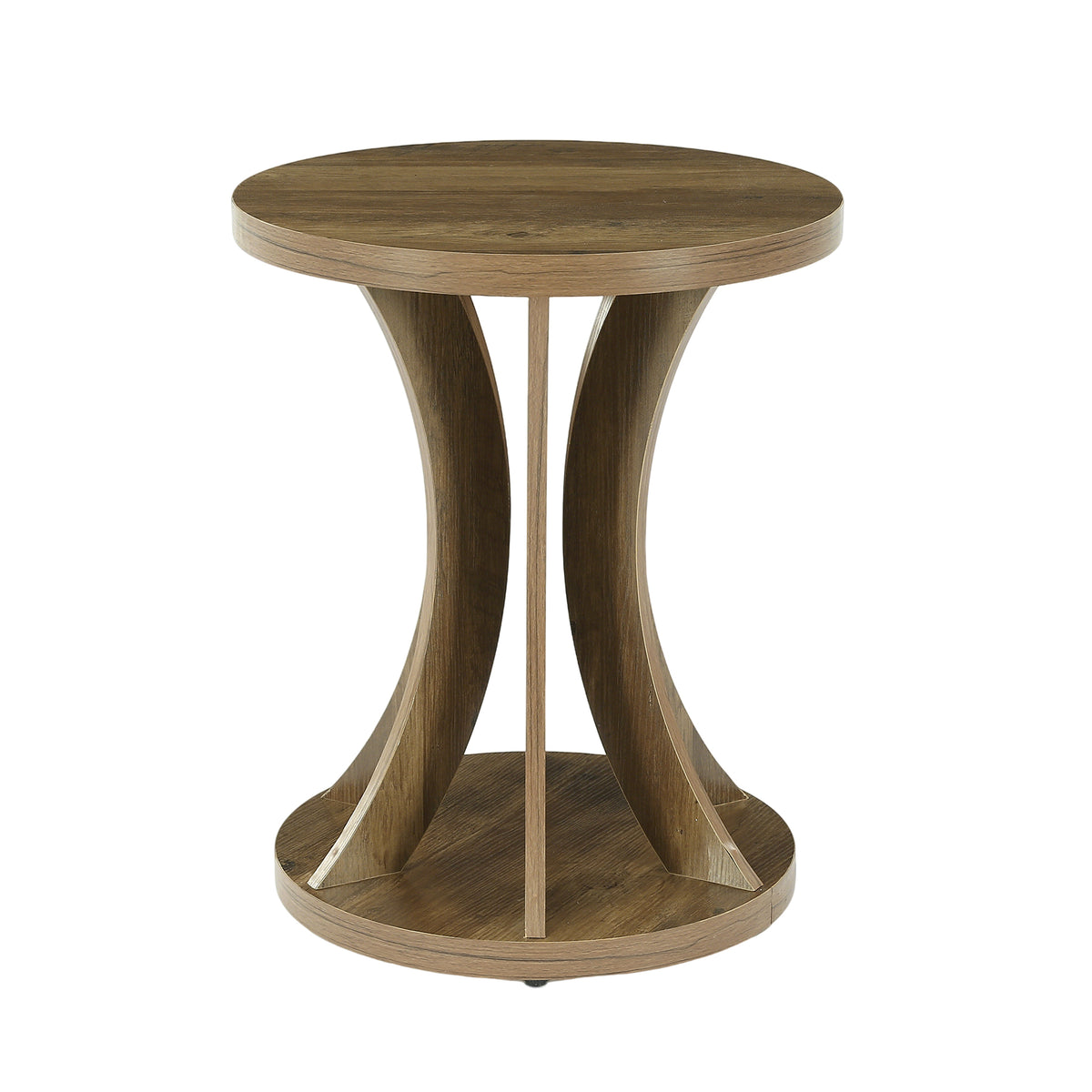 45cm Round Side Table, Farmhouse Curved End Table for Living Room