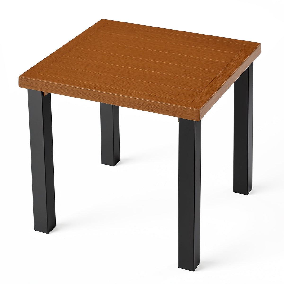 45cm Square Outdoor Side Table, Weather Resistant Patio End Table with Metal Legs