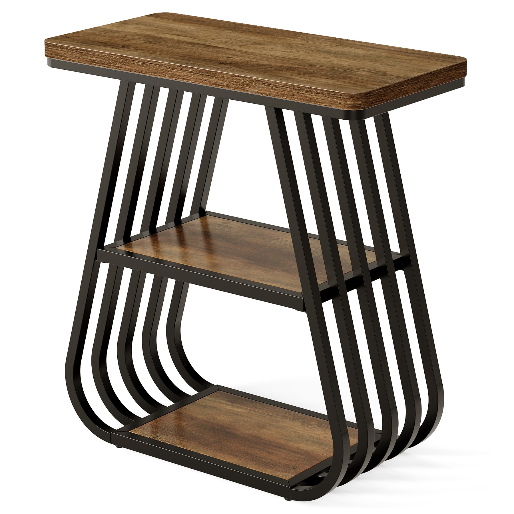 60cm 3-Tier End Table, Side Table with Storage Shelves for Small Spaces
