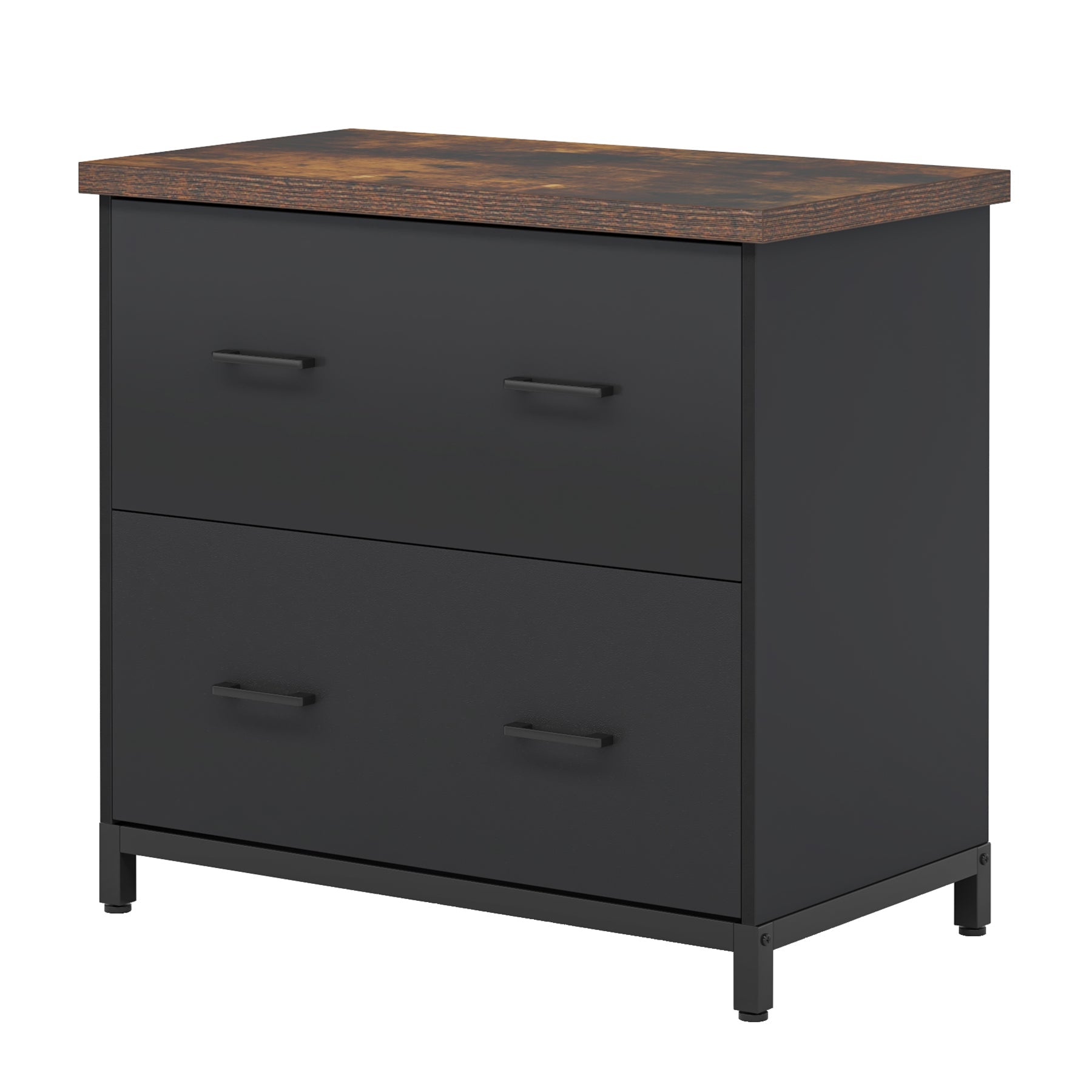 2-Drawer Wooden File Cabinet, Compact Lateral Organizer for A4 and Letter Sizes