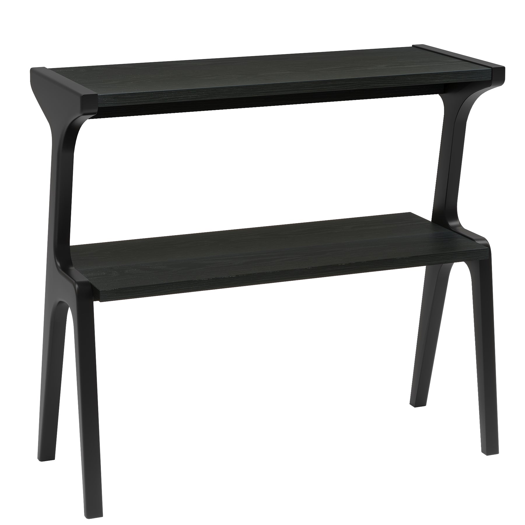 27.5" 2-Tier End Table, Slim Sofa Side Table with Storage Shelf