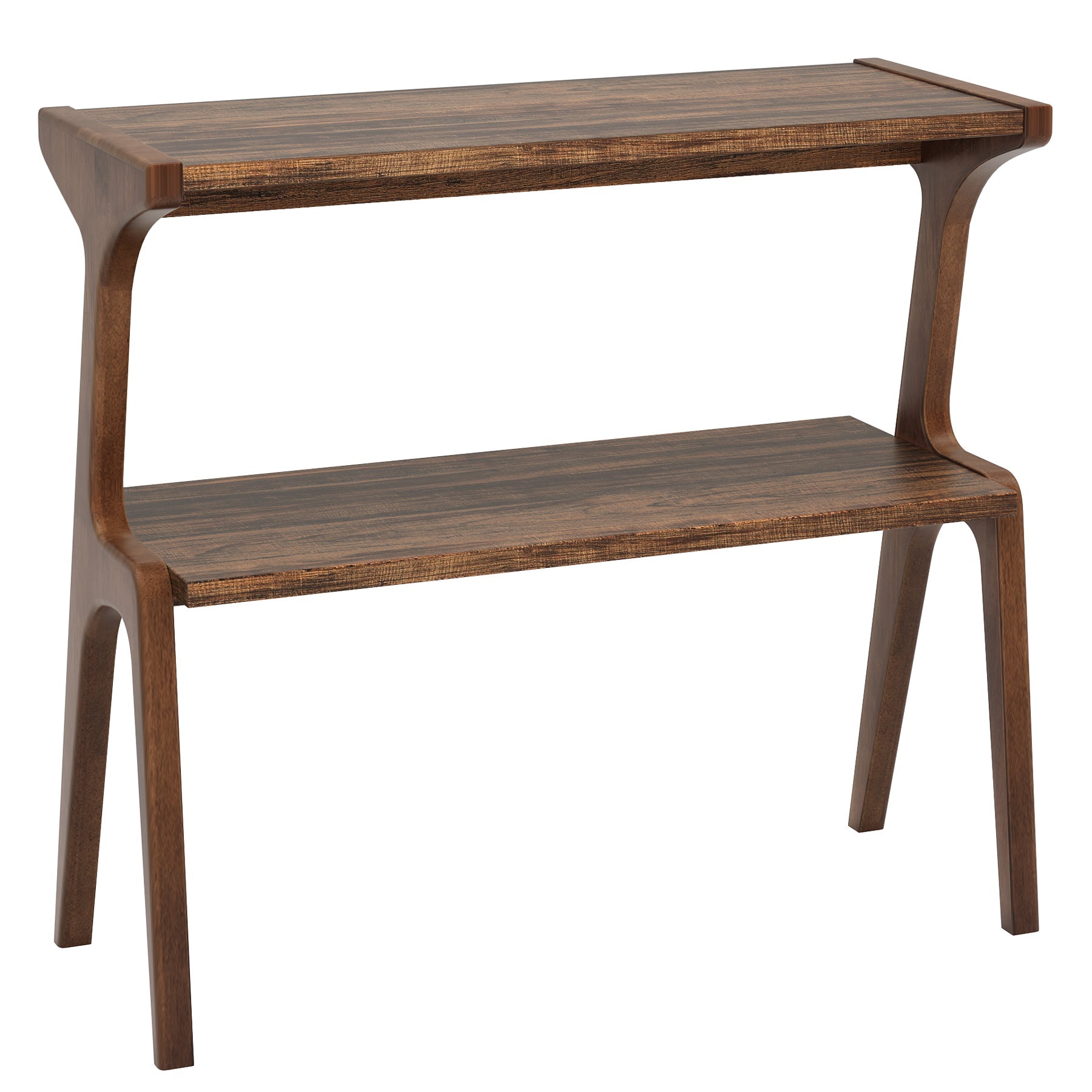 27.5" 2-Tier End Table, Slim Sofa Side Table with Storage Shelf