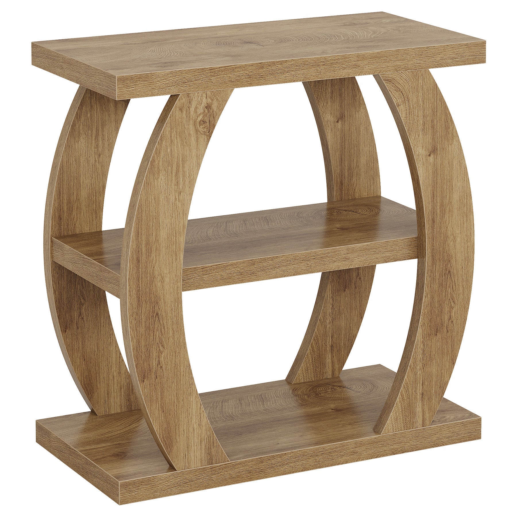 23.6" End Table, 3-Tier Farmhouse Side Table with Geometric Frame