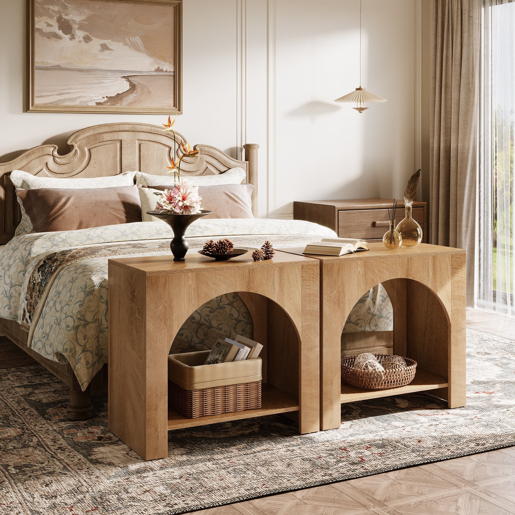 27" Nightstand, Farmhouse Bedside Table with Storage Tribesigns