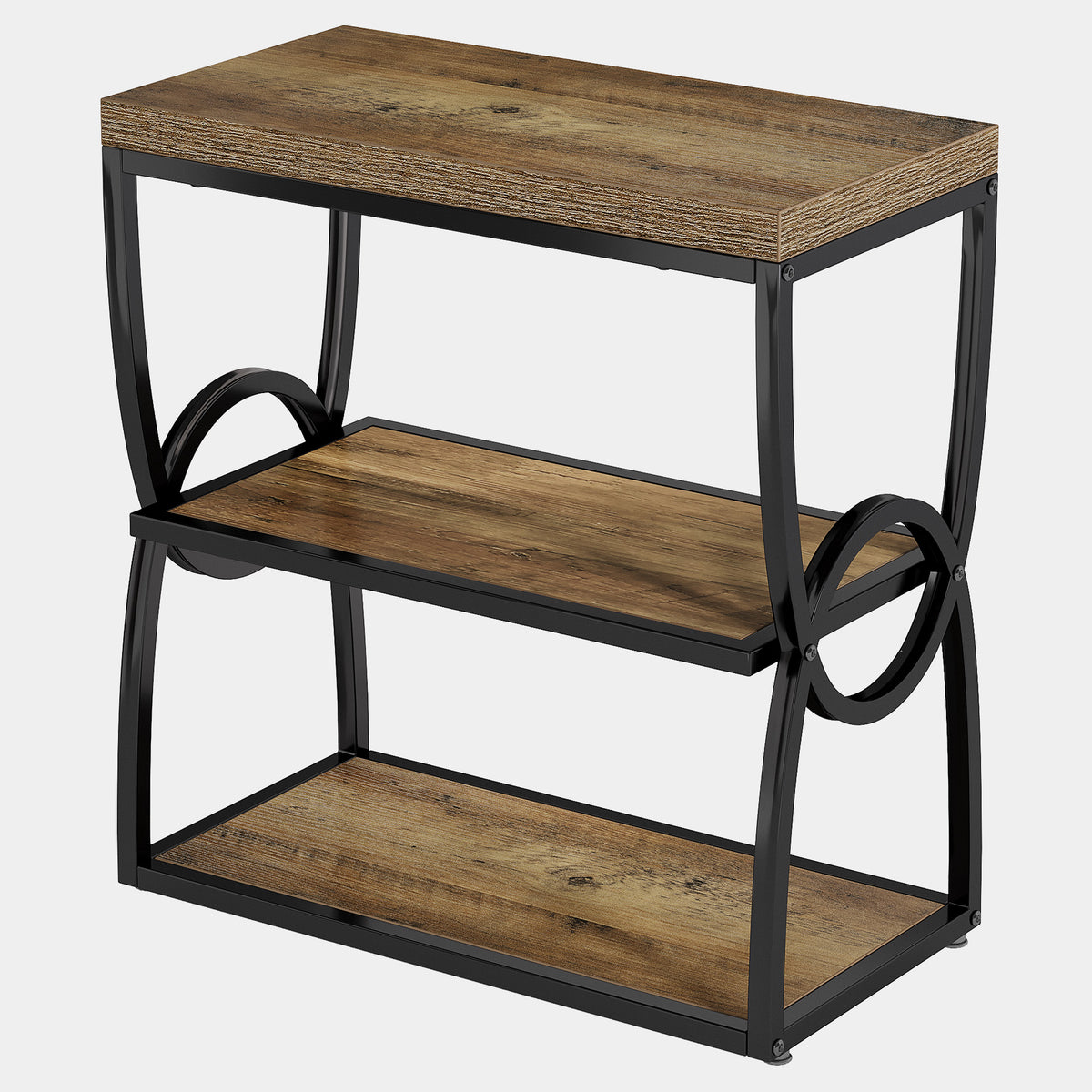 60cm Narrow Side Table, 3-Tier Slim Bedside Table for Small Spaces