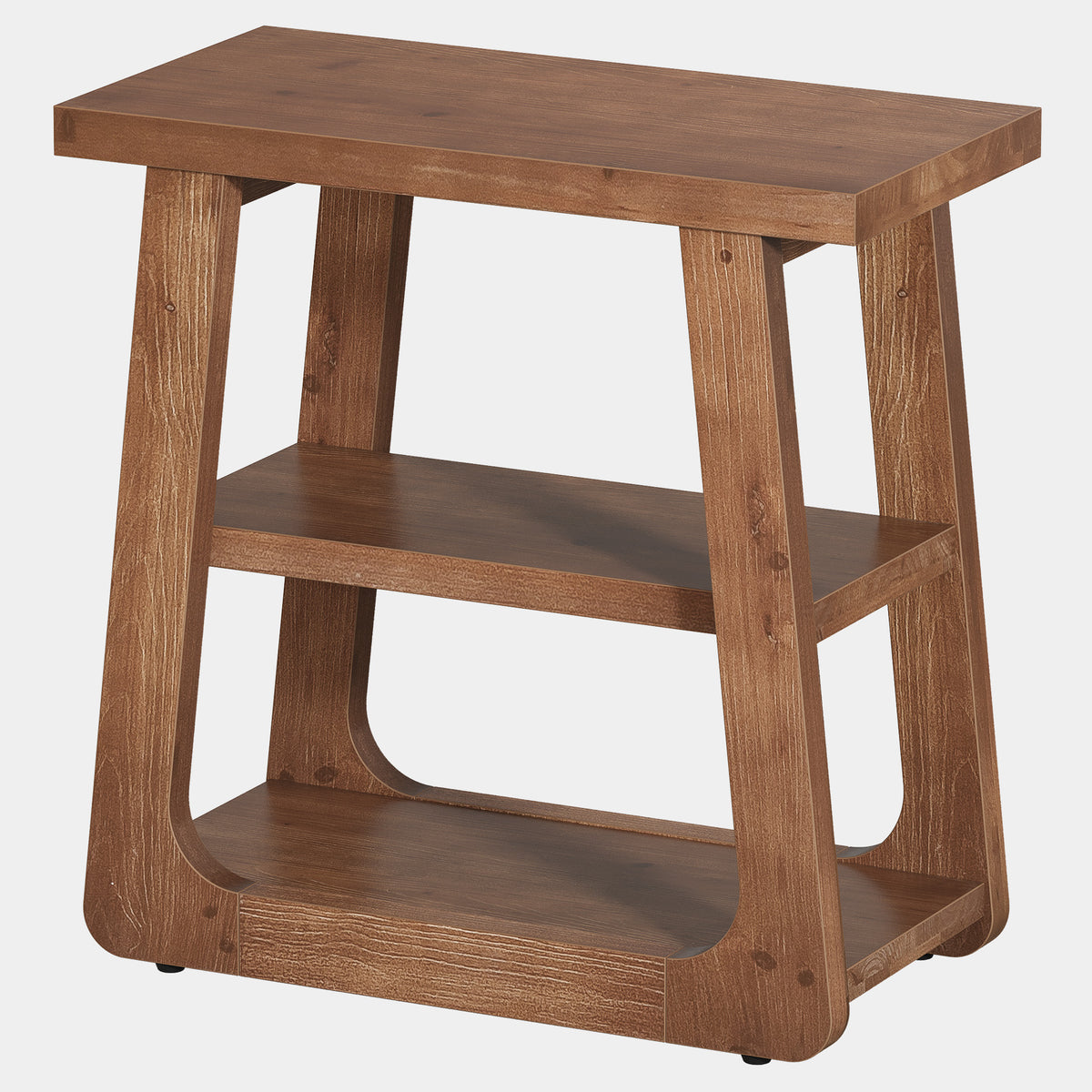 50cm Side Table, Farmhouse 3-Tier Solid Wood End Table for Small Spaces