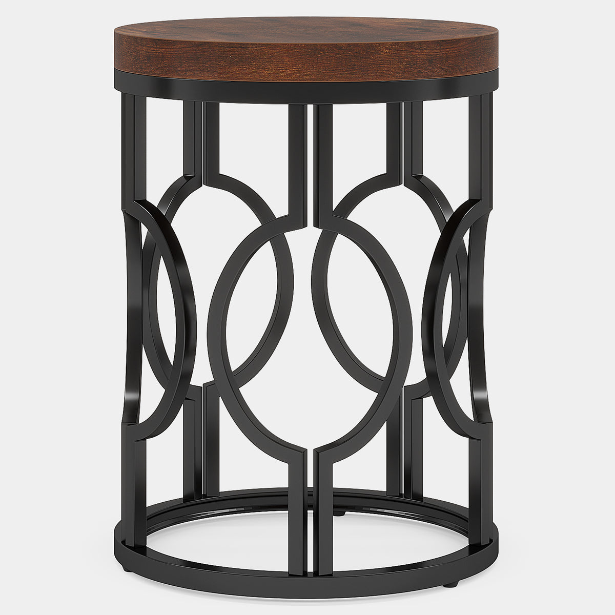 45cm Round Side Table, Industrial Metal Frame for Living Room Bedroom