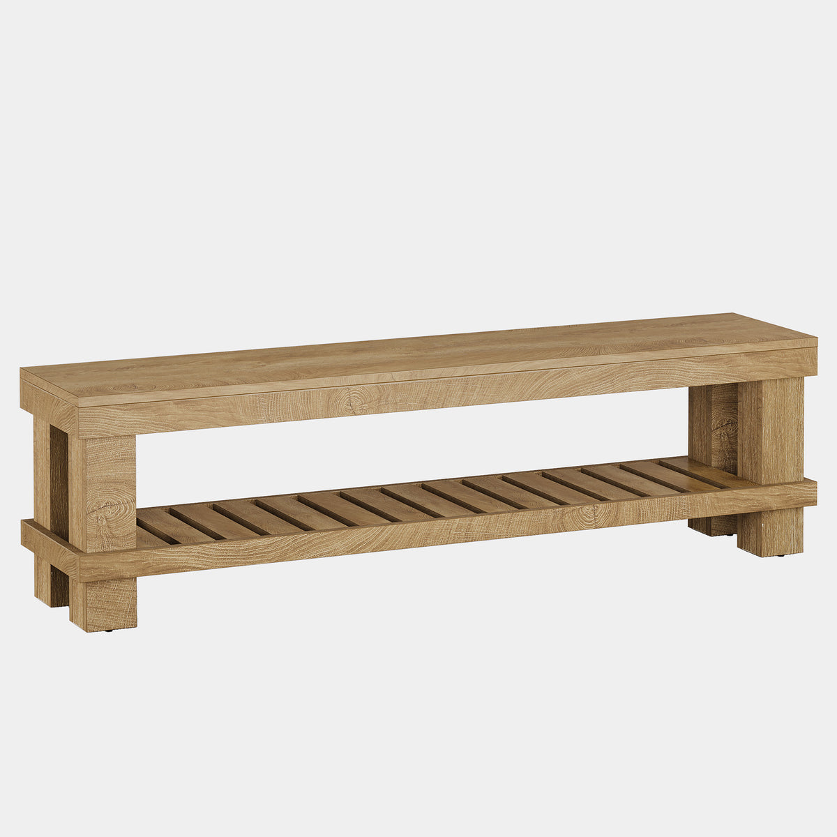 160cm Entryway Bench, Rustic Wooden Shoe Storage Bench for Hallway