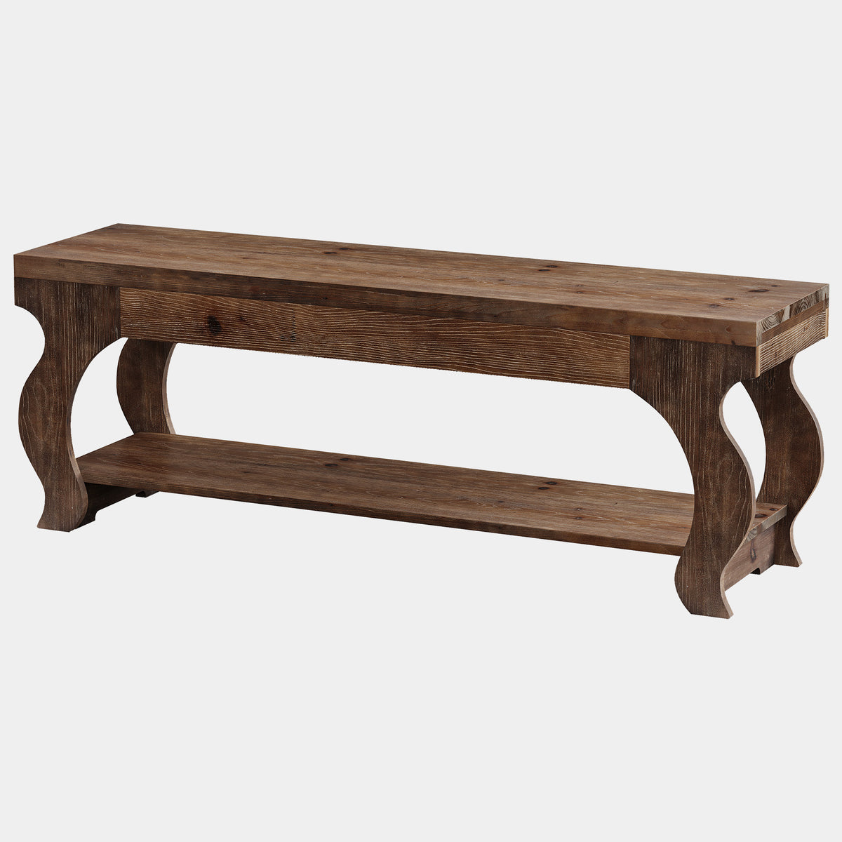 140cm Entryway Bench, Solid Wood 2-Tier Farmhouse Storage Shelf