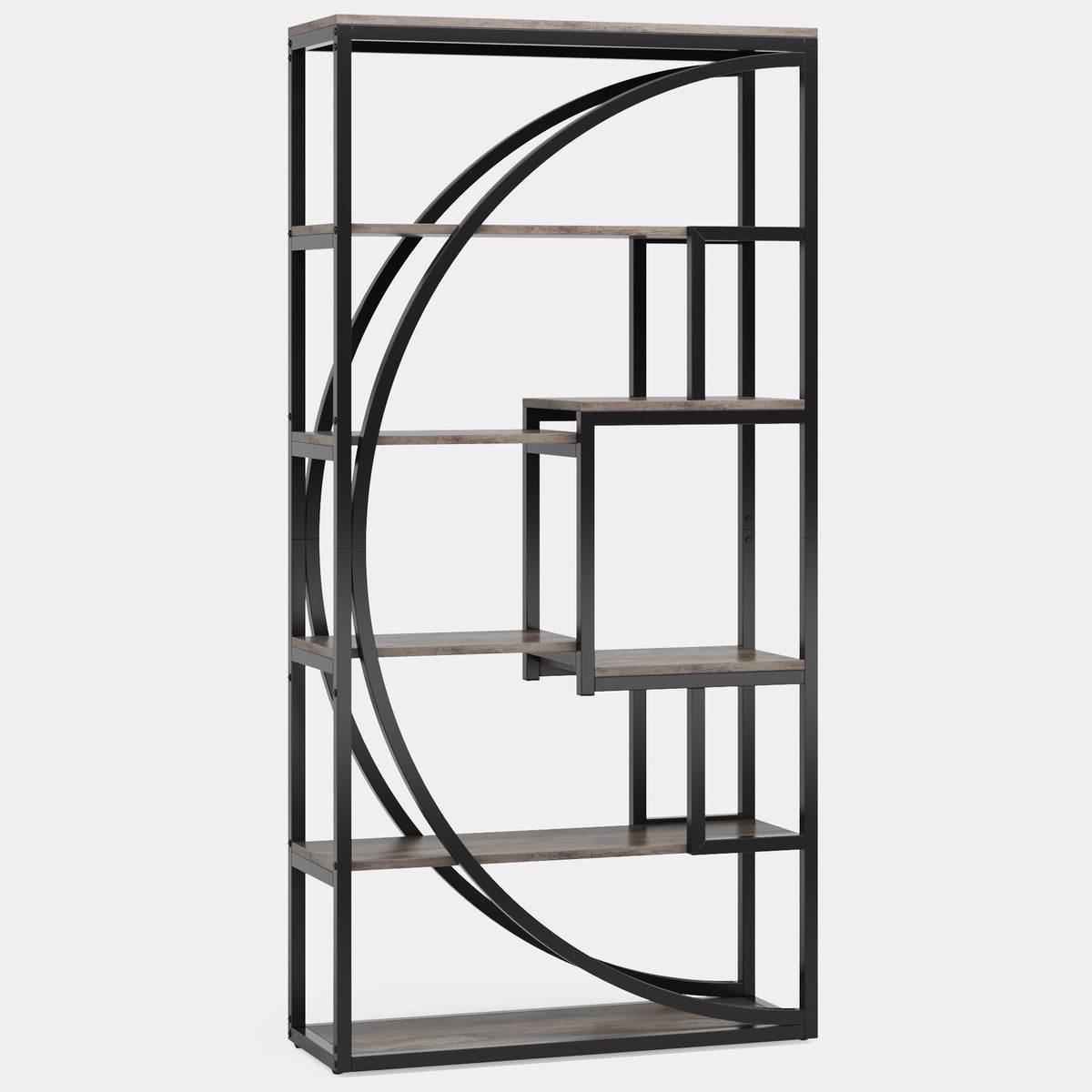 70.8" Industrial Bookshelf, 5-Tier Open Bookcase for Home Office and Living Room in Rustic Brown