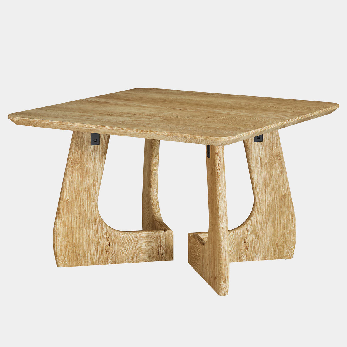 80cm Square Coffee Table, Modern Sculptural Wood Frame for Living Room