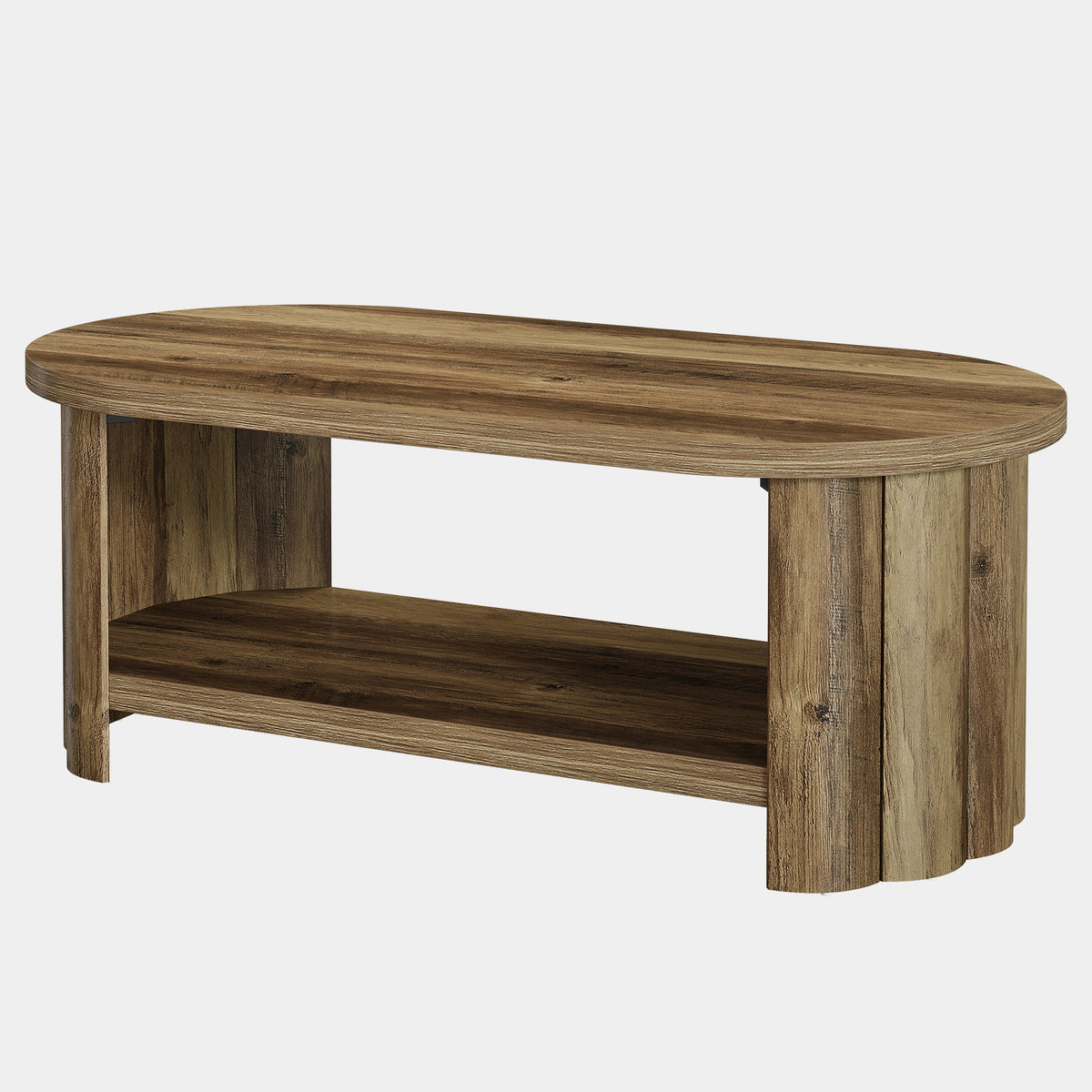 120cm Oval Coffee Table, Storage Shelf for Living Room