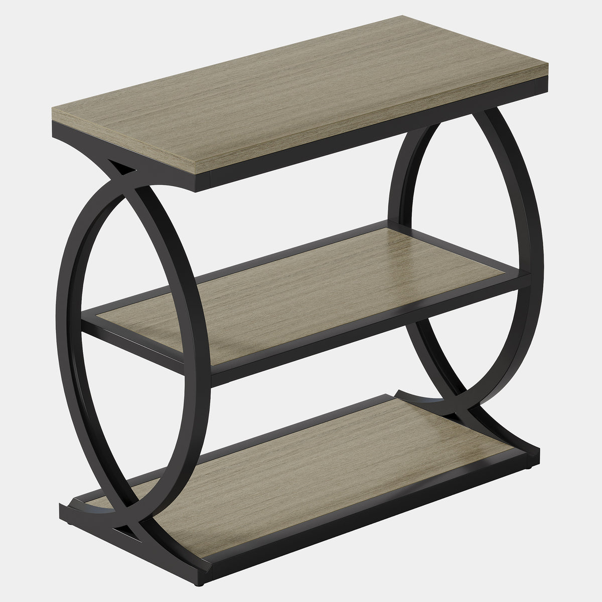 3-Tier End Table, Narrow Side Table Nightstand with Metal Frame