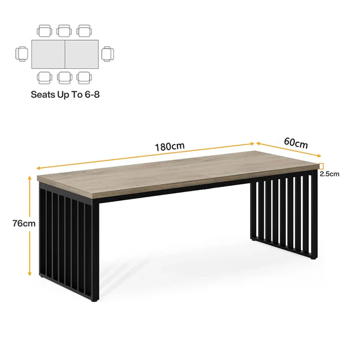 71" Modern Industrial Dining Table for 8, Long Farmhouse Kitchen Table with Metal Frame
