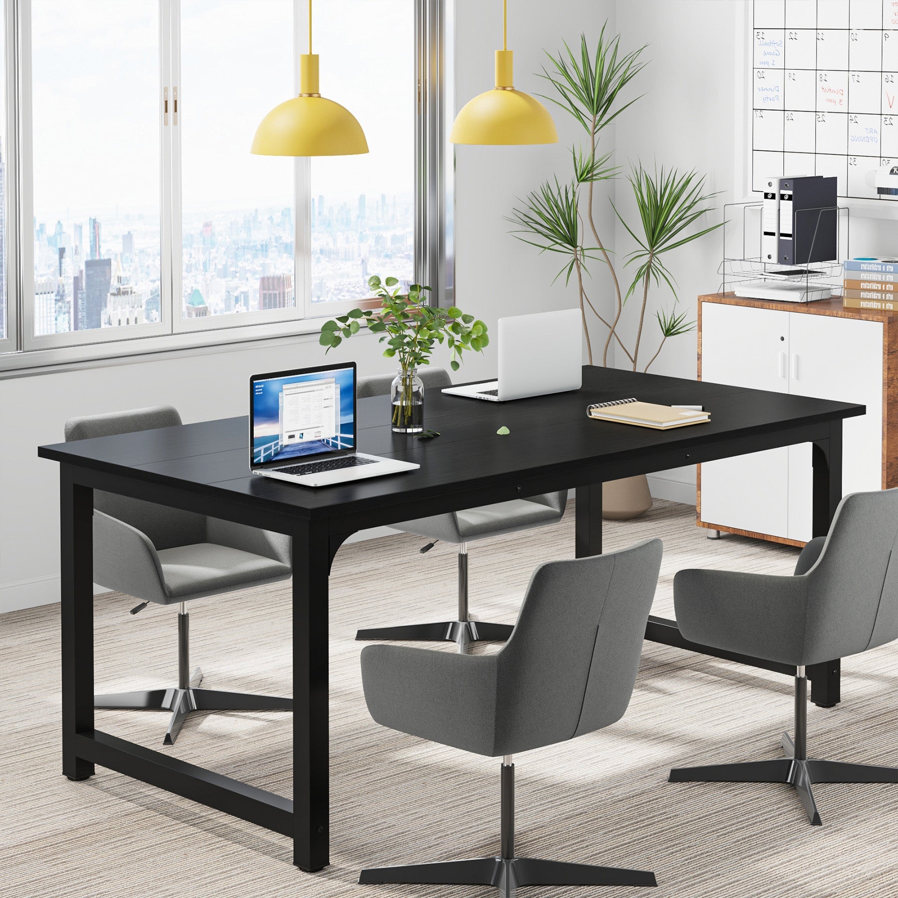 63" Large Office Desk, Industrial Writing Workstation