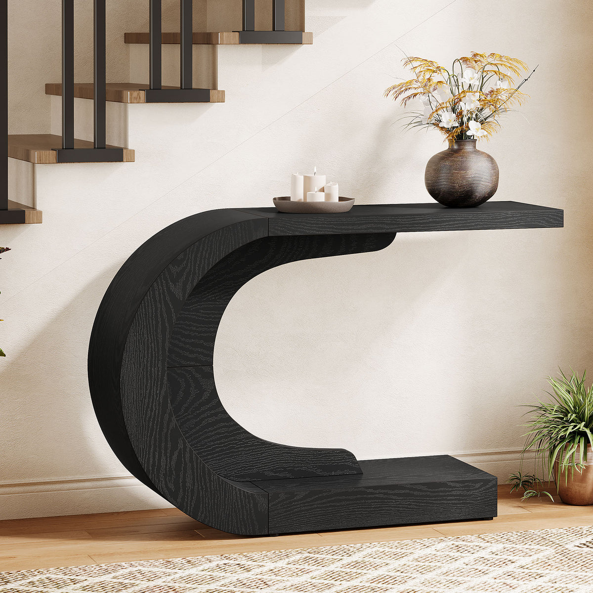 43" Console Table, C-Shaped Modern Accent Table Hallway Table