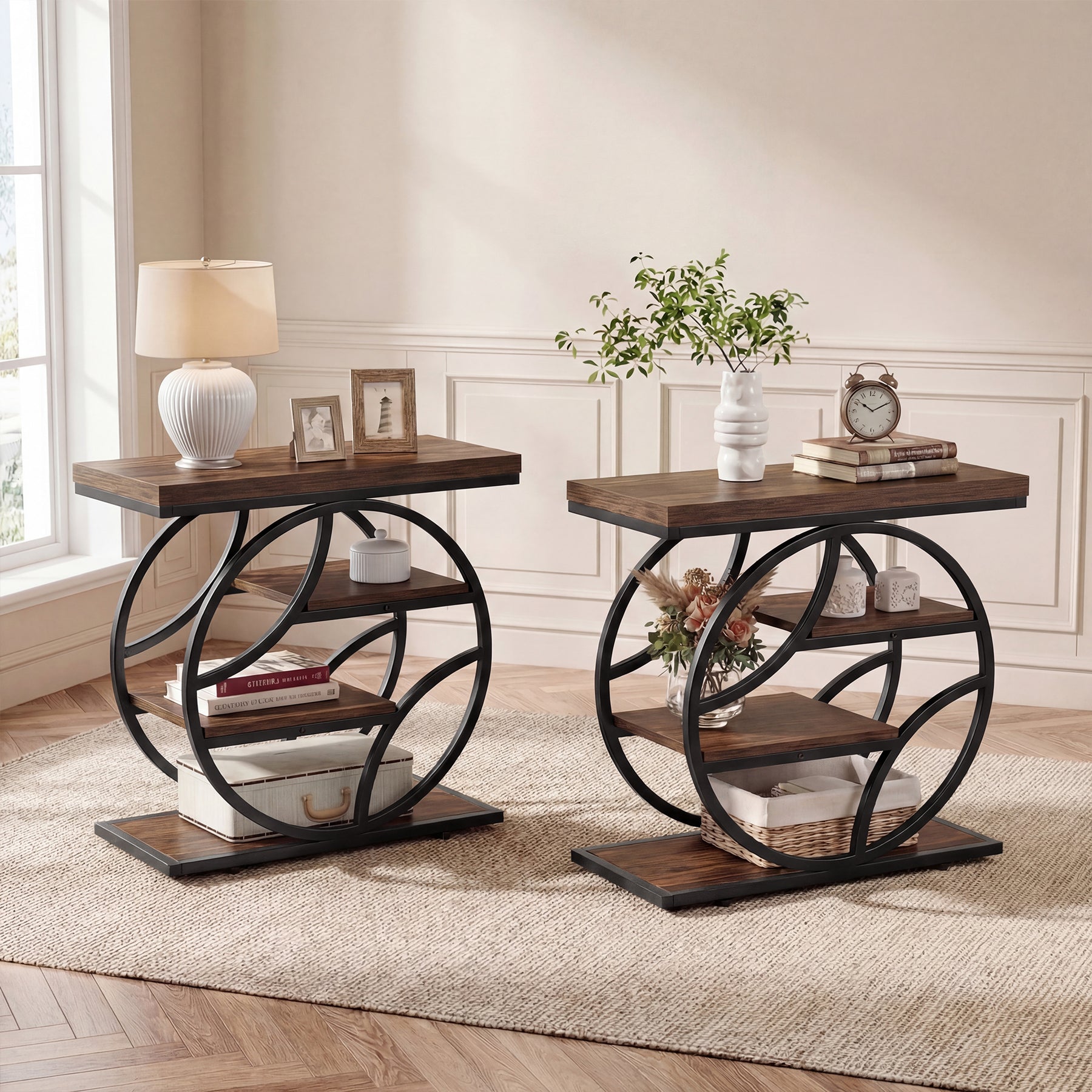 Tribesigns 25.59 Inch Narrow Side Table with Storage, 4 Tier Industrial End Table