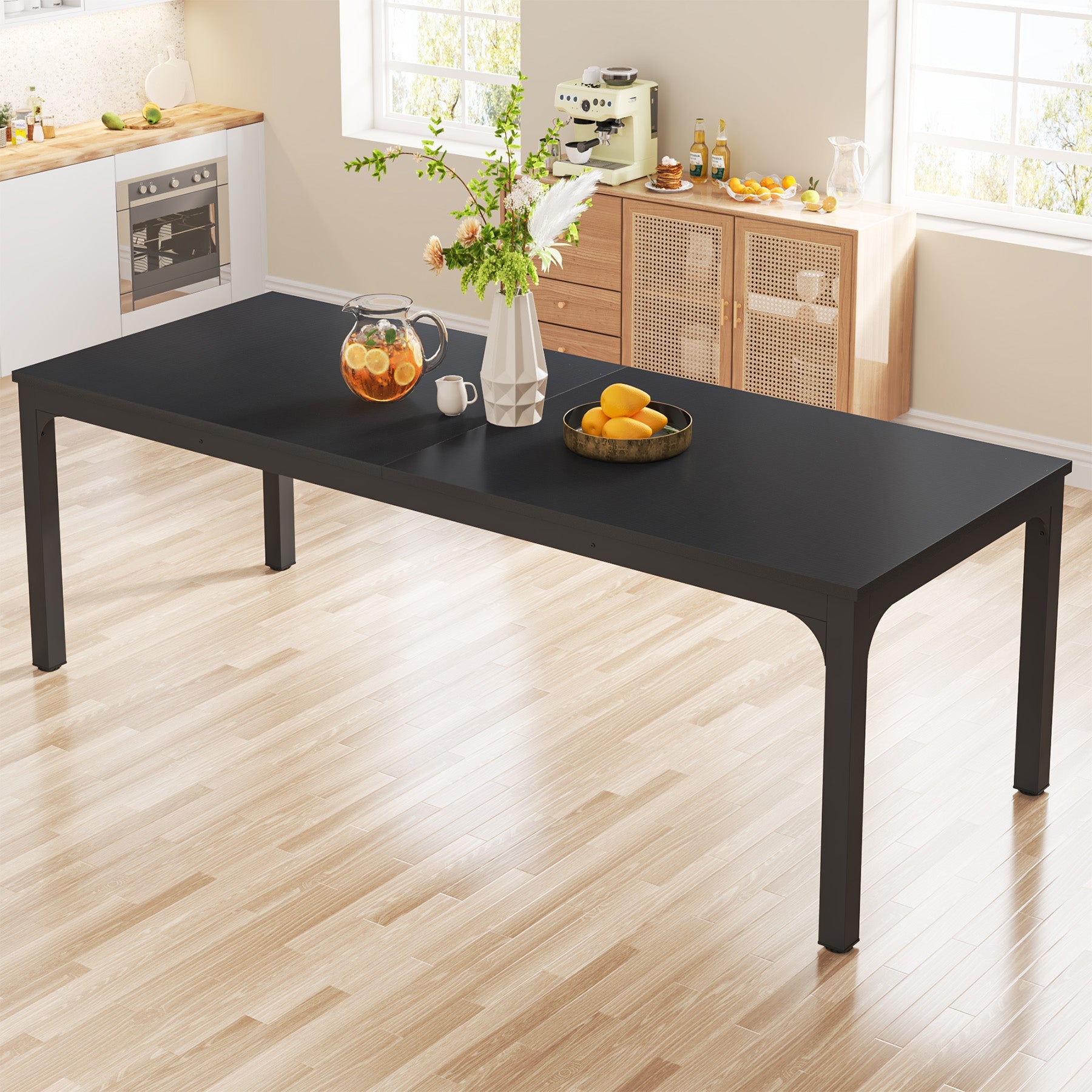 78" Rectangular Dining Table, Long Kitchen Table for 6-8 People