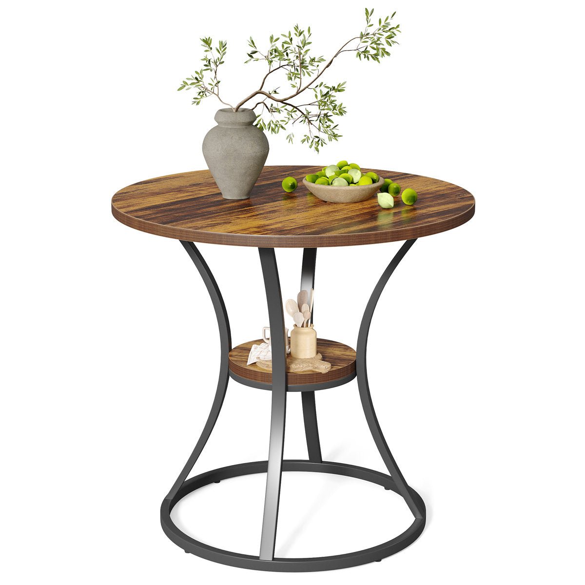 31.5" Dining Table, Round Kitchen Dinner Table with Sturdy Geometric Frame for 2 - 4 Tribesigns