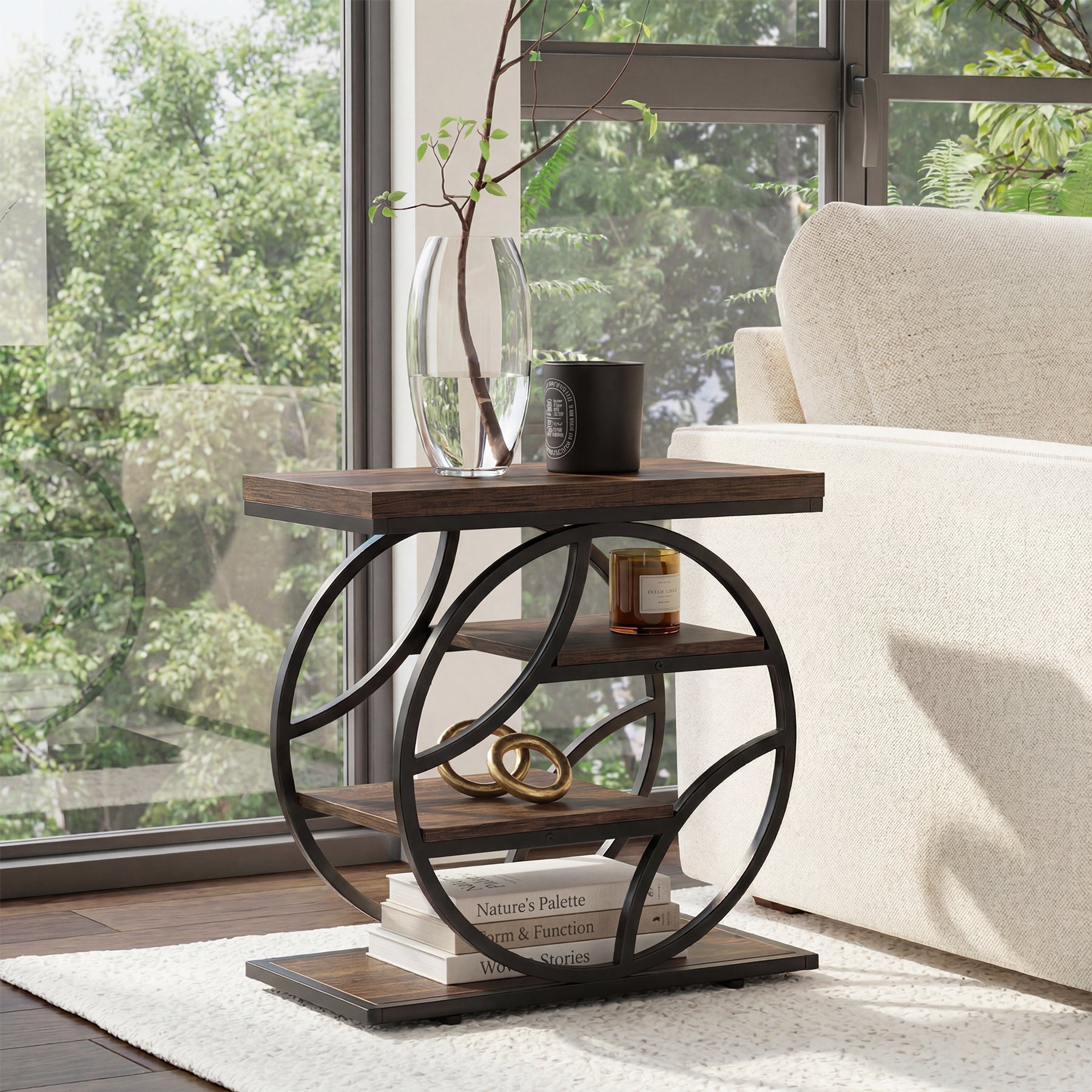 Tribesigns 25.59 Inch Narrow Side Table with Storage, 4 Tier Industrial End Table