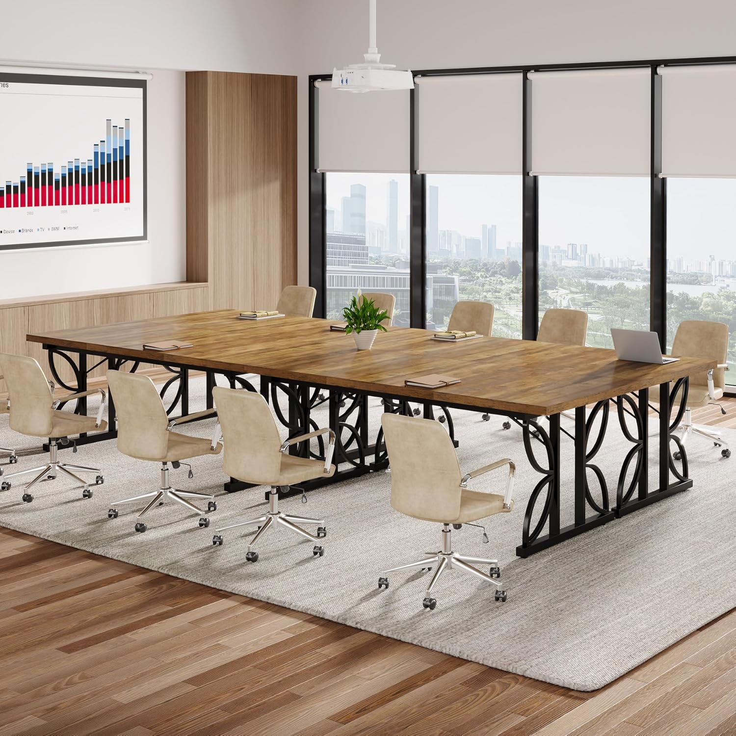 70.8" Industrial Computer Desk, Rustic Brown & Black Metal Frame Workstation
