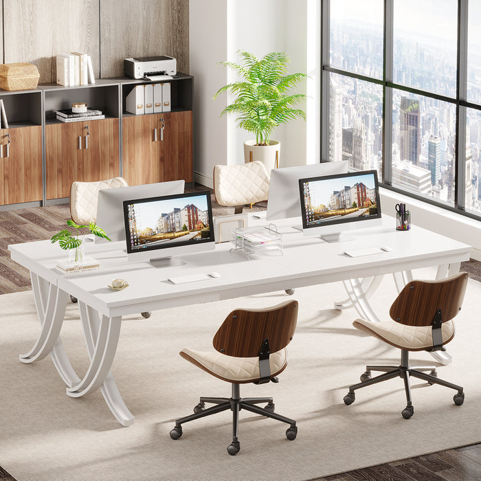 78" Conference Table for 6-8 People, Rectangular Table with Metal Frame