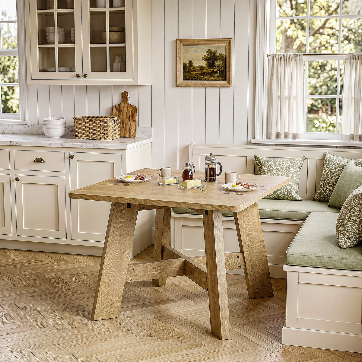 100cm Square Dining Table, Rustic Kitchen Table for 4