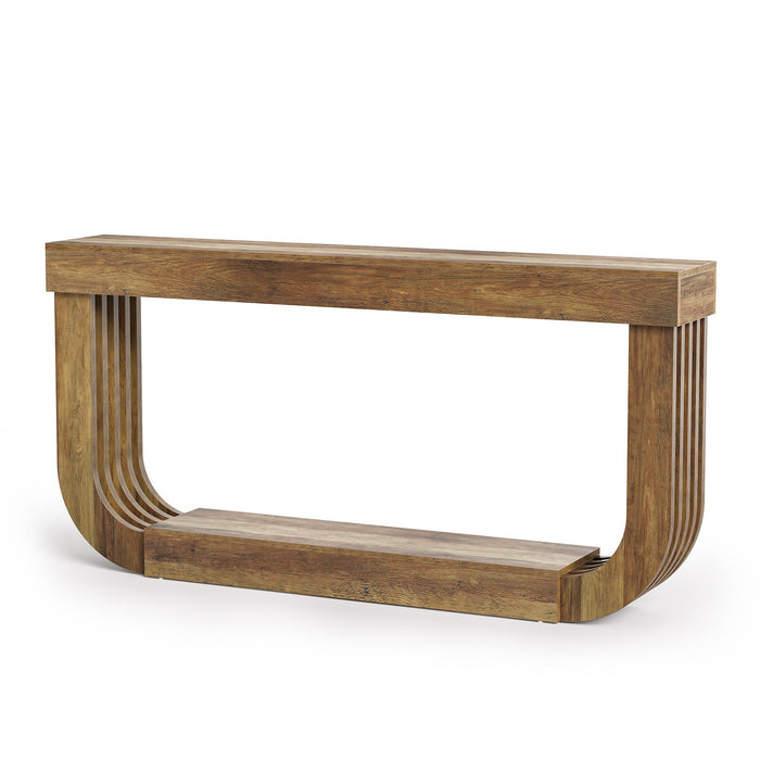 180cm Console Table, 2-Tier Wooden Hallway Table with U-Shaped Legs