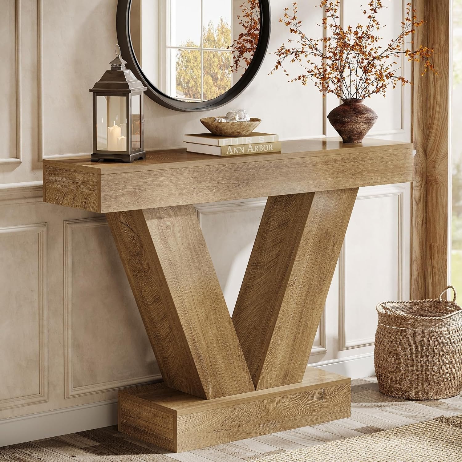 41.3" Console Table, Sofa Entryway Table Behind Couch with V-Shaped Legs