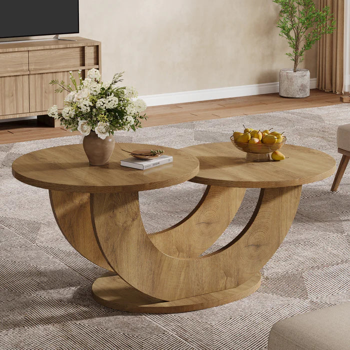 45" Modern Coffee Table, 2-Tier Accent Center Cocktail Table with U-Shaped Frame