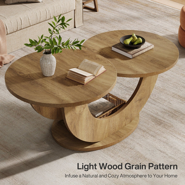 45" Modern Coffee Table, 2-Tier Accent Center Cocktail Table with U-Shaped Frame