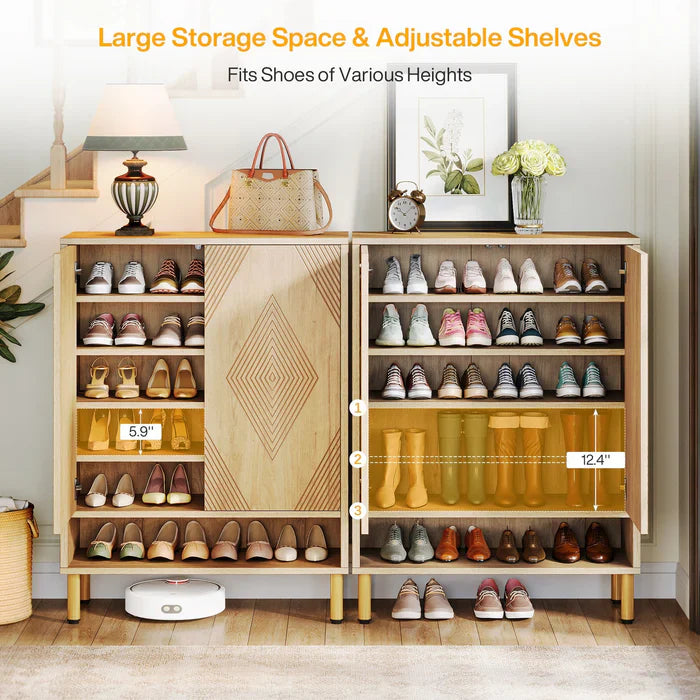 45" 6-Tier Shoe Cabinet with Adjustable Shelves, Modern Entryway Storage