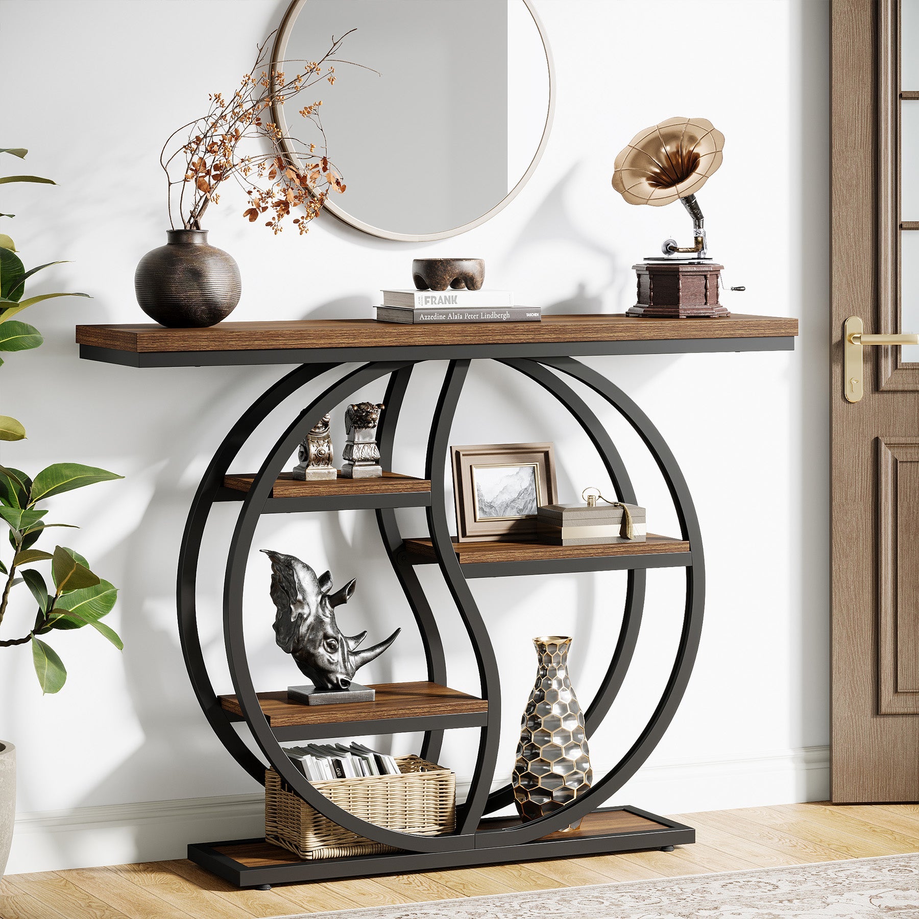 47.2" Console Table, Sofa Table Entryway Slim Table with 5-Tier Storage