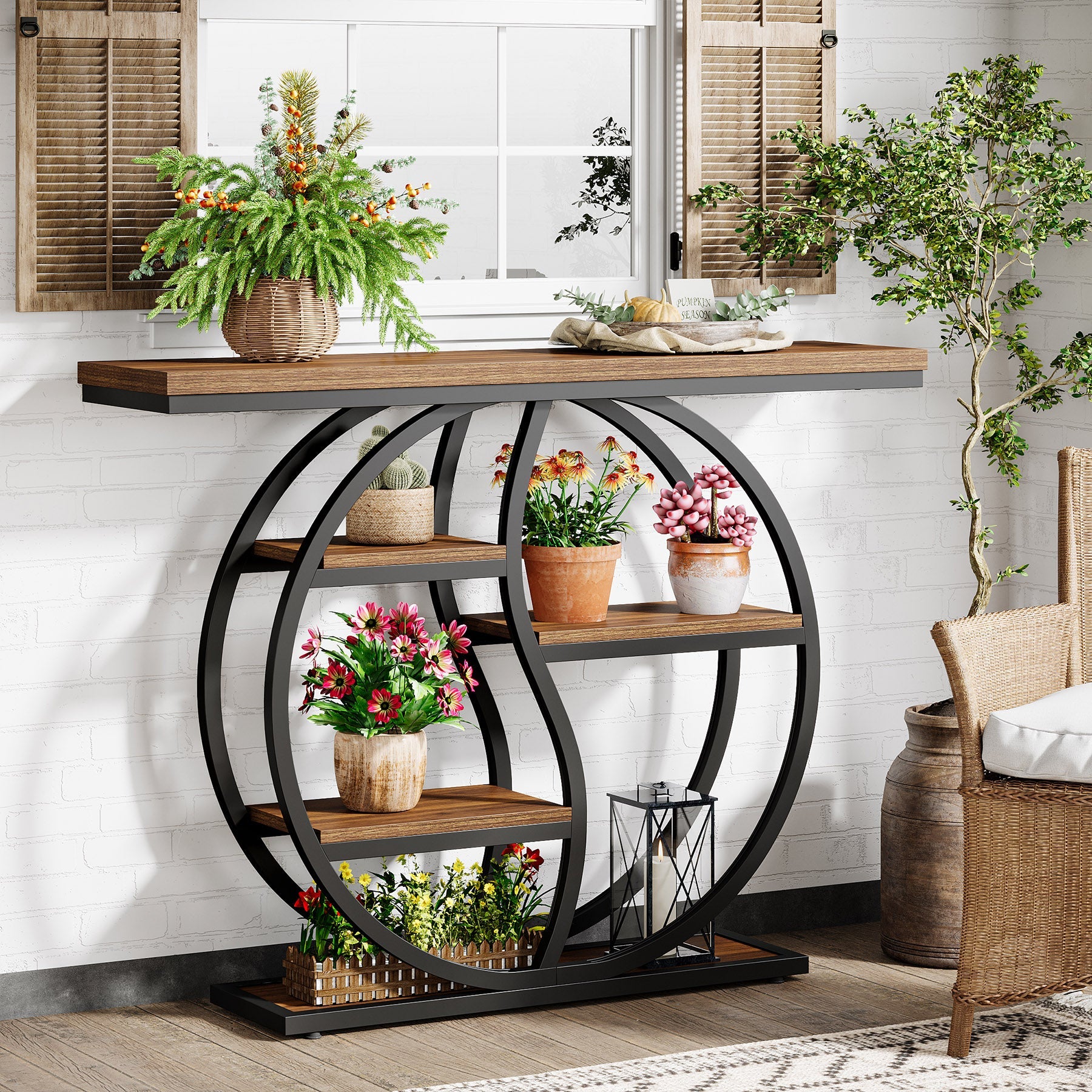 47.2" Console Table, Sofa Table Entryway Slim Table with 5-Tier Storage