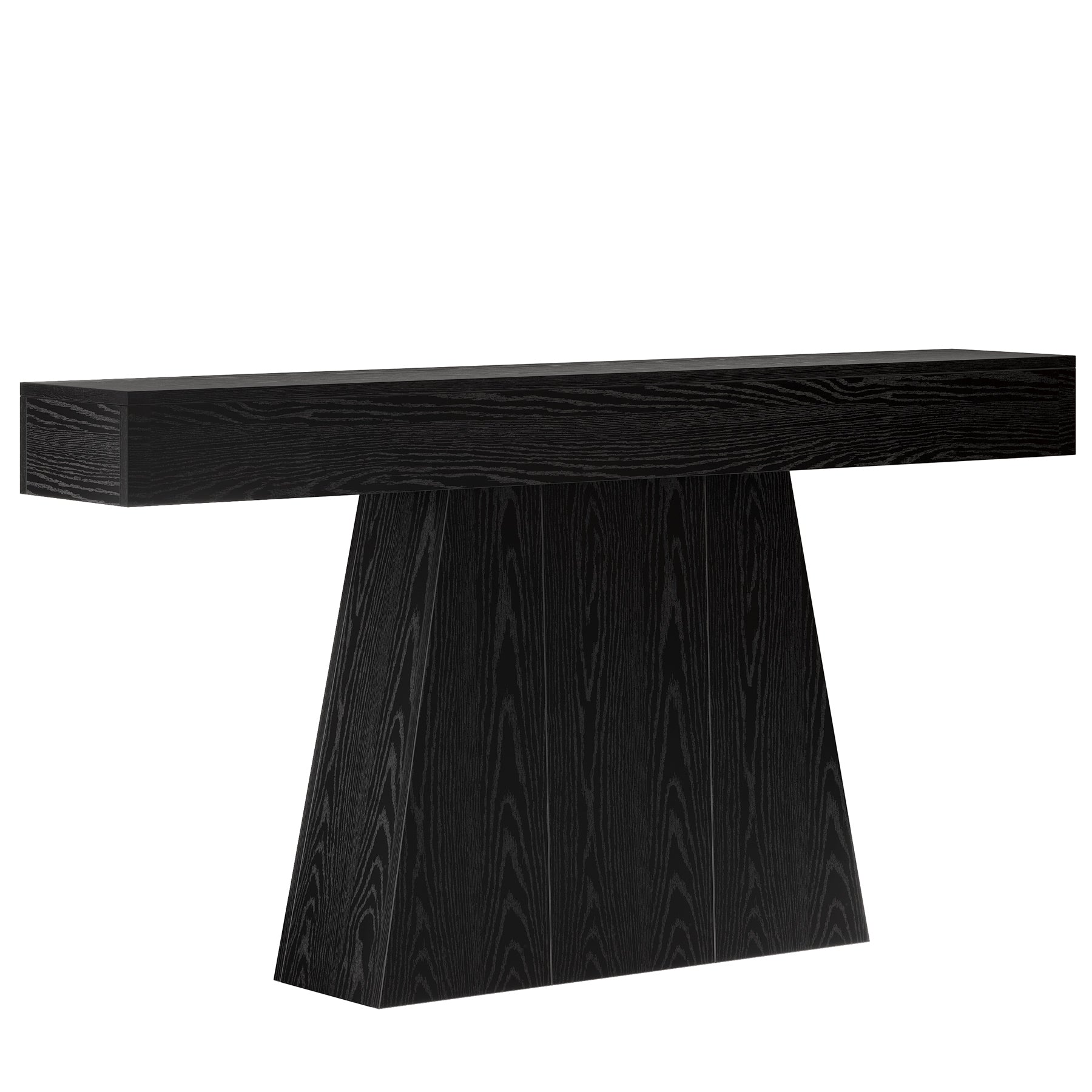 63" Console Table, Farmhouse Entryway Table Sofa Table with Trapezoidal Base