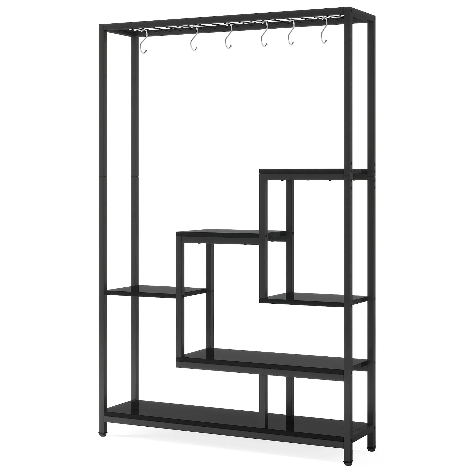 70.9" Plant Stand, Large Flower Bonsai Shelf with 6 S Hanging Hooks
